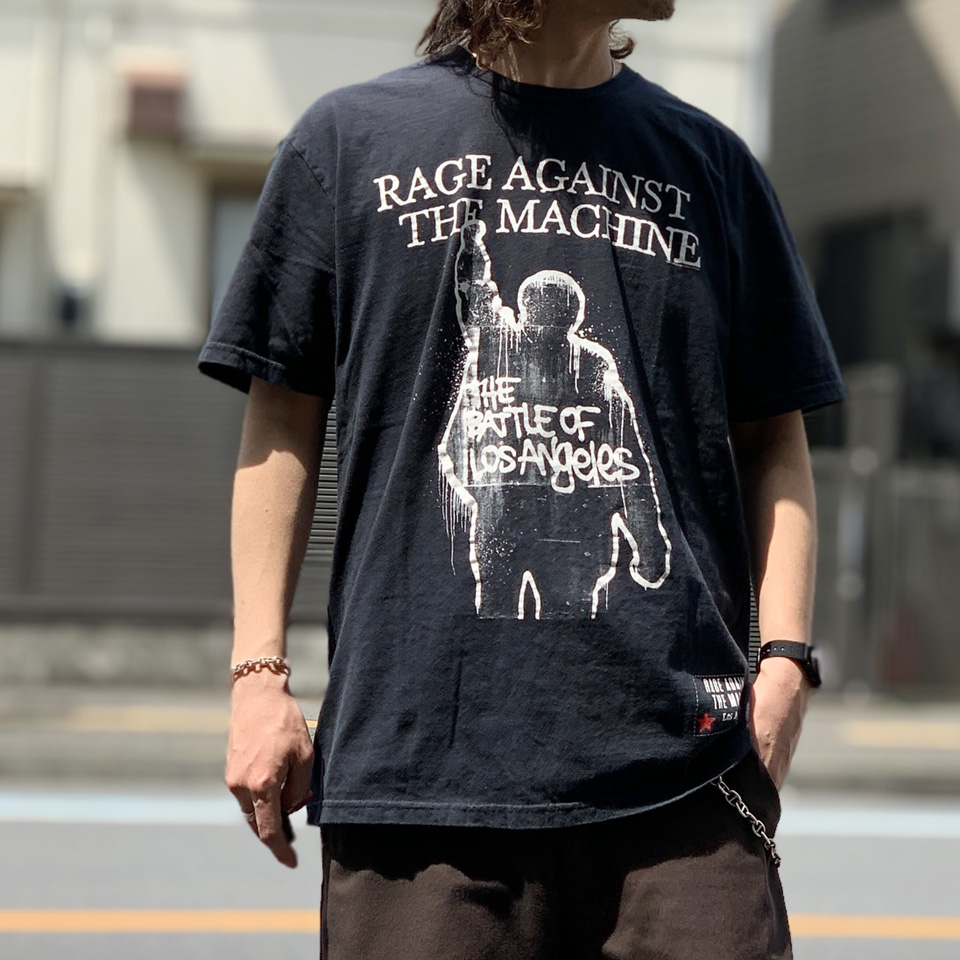 スリフティルック THRIFTY LOOK Tシャツ RAGE AGAINST THE MACHINE S/S TEE レイジアゲインストザマシーン ビンテージ加工 ブラック 黒 BLACK バンドTシャツ バンT