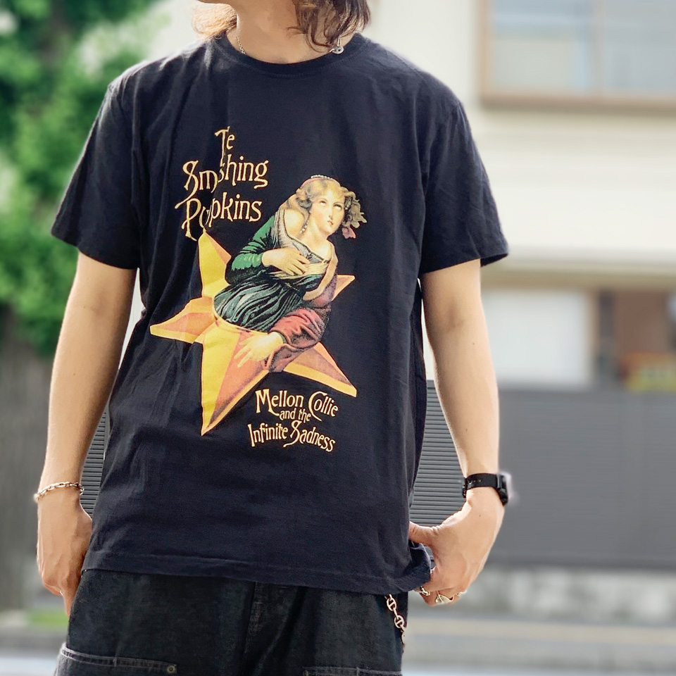 スリフティルック THRIFTY LOOK Tシャツ SMASHING PUMPKINS S/S TEE スマッシングパンプキンズ スマパン ビンテージ加工 ブラック 黒 BLACK バンドTシャツ バンT