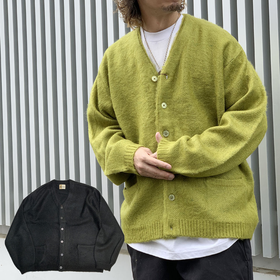 カートコバーン　TOWN CRAFT　シャギーカーディガン　アクリル　ブラック TOWN CRAFT / SOLID SHAGGY CARDIGAN