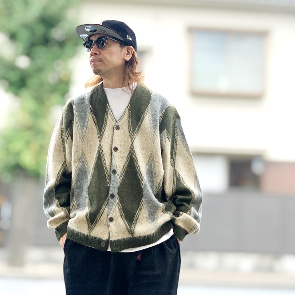 TOWN CRAFT モヘアカーディガン アーガイル模様 TOWN CRAFT / ARGYLE SHAGGY CARDIGAN