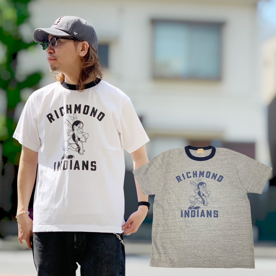 全2色 WHITESVILLE ホワイツビル S/S RINGER T-SHIRT - RICHMOND INDIANS (WV79685)