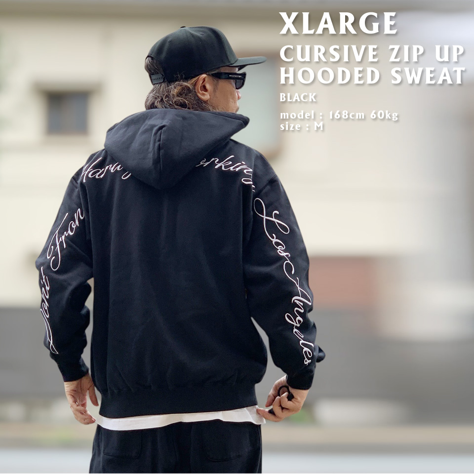 XLARGE エクストララージ CURSIVE ZIP UP HOODED SWEATSHIRT (101263012012)