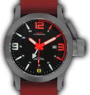 HYPERTEC 44 GREY - RED DIAL - RED RUBBER II- SILVER Buckle
