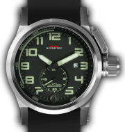 HYPERTEC CHRONO 1A Silver  Black - Lumi Dial - Black Rubber II- Silver Buckle