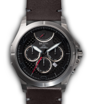Oconus Silver - Black II Dial - OC Leather Brown - Silver Buckle