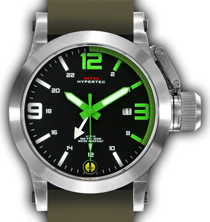 HYPERTEC 44 SILVER - GREEN DIAL - GREEN RUBBER II- SILVER Buckle