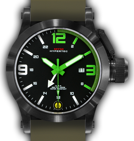 HYPERTEC 44 BLACK - GREEN DIAL - GREEN RUBBER II- BLACK Buckle