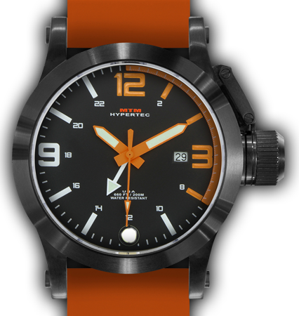 HYPERTEC 44 BLACK - ORANGE DIAL - ORANGE RUBBER II- BLACK Buckle