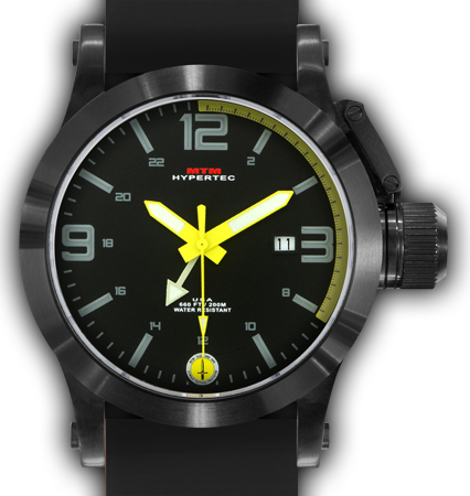 HYPERTEC 44 BLACK - YELLOW DIAL- BLACK RUBBER I- BLACK Buckle