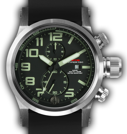 HYPERTEC CHRONO 2A Silver Black-Lumi Dial - Black Rubber II- Silver Buckle
