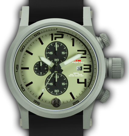 HYPERTEC CHRONO 3A Grey Lumi Dial - Black Rubber II- Silver Buckle