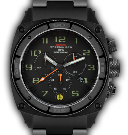 Predator II Black Tit Black Dial Black Sub Dial Lumi Number - Tit Band -Orange Hand
