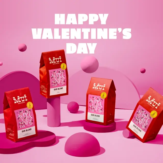 コーヒー豆通販 MUI】バレンタイン限定ブレンド「OUR BLEND-Happy