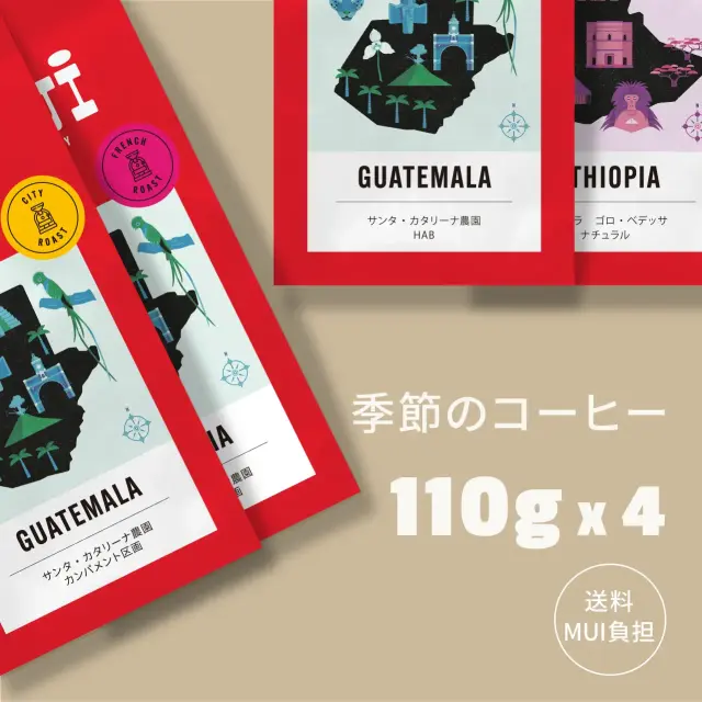 『ネコポスなら送料当店負担』季節のコーヒー110g×4種セット(カンパメントとHABかゴロベデッサN)
