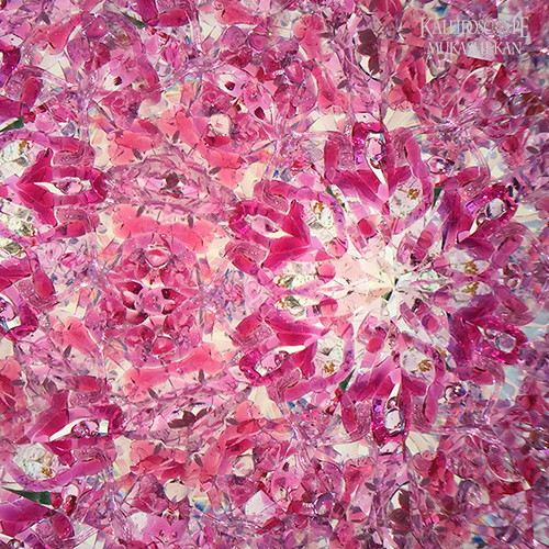 作家作品　万華鏡 ピンク色 ペーパークラフト】花の万華鏡〈その3〉100円ショップの小さな