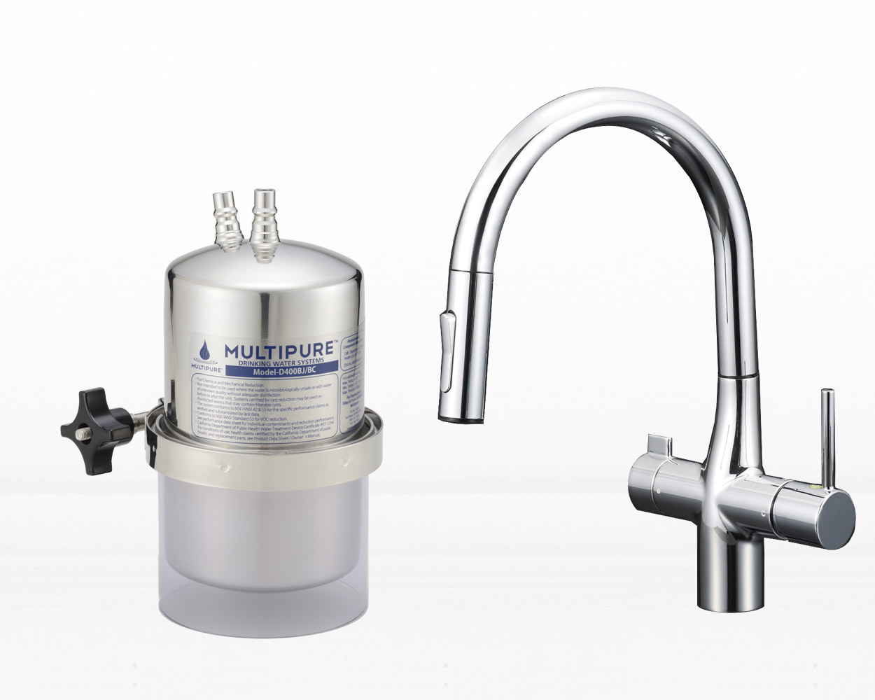 マルチピュア浄水器　Aquasmart 400BG （活性化セラミック搭載）　浄水器兼用混合水栓 グースネックタイプ【取付工事なし】