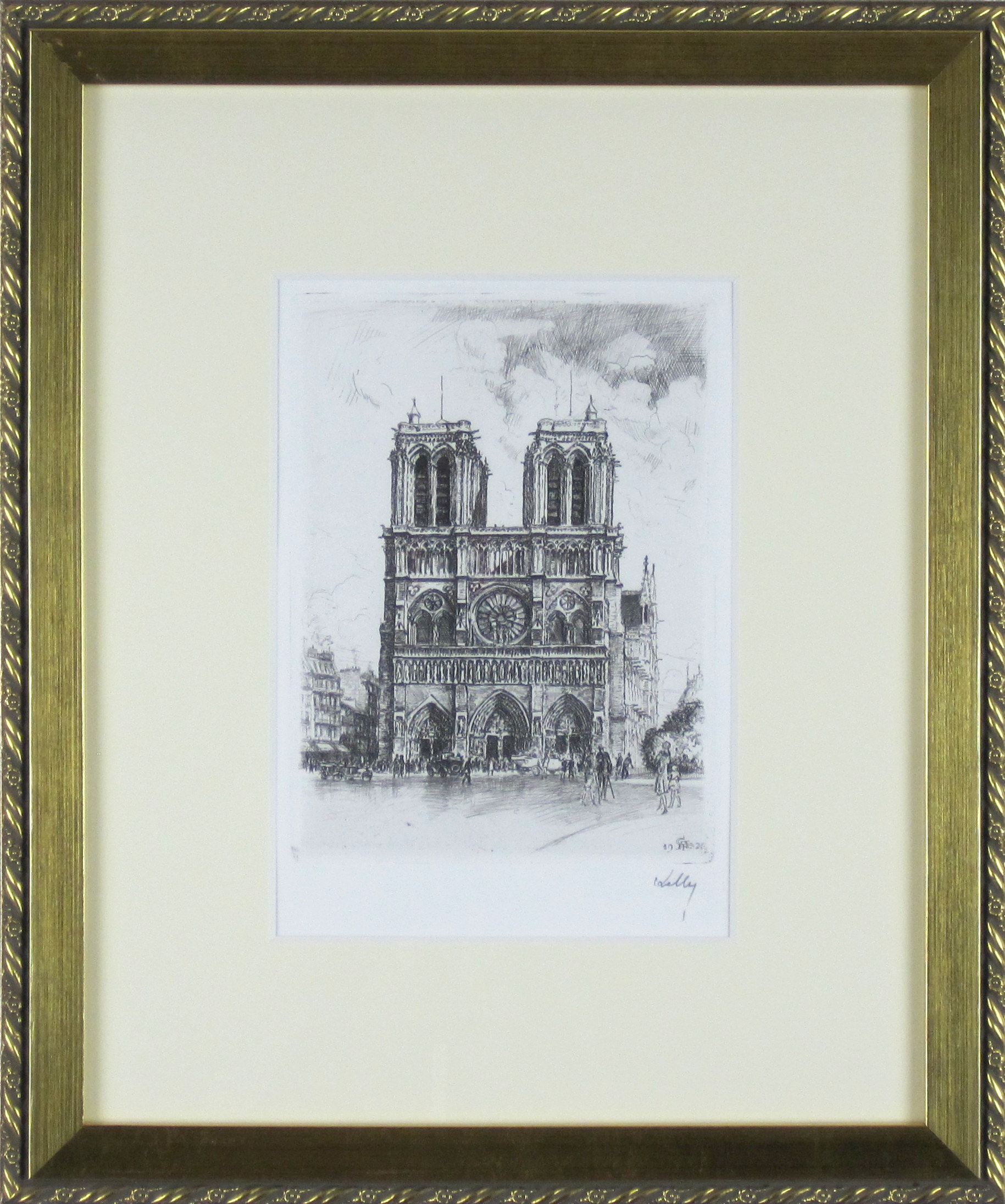 パリ風景画・ケリー「ノートルダム」エッチング400×334mm