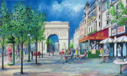 フランス風景画・ジェレミーキング「凱旋門」リトグラフ・額寸464×609mm