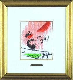 シャガール「緑色のエッフェル塔」１９５７年リトグラフ・額寸483×443mm