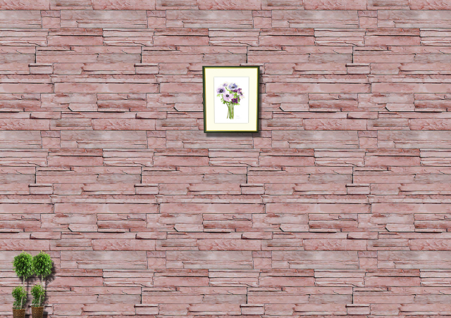 志村好子「アネモネ」水彩画（絵寸241×333・額寸377×454mm）