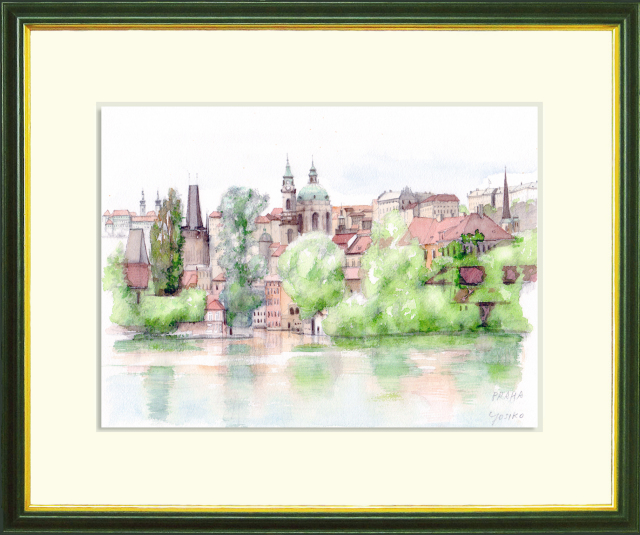 ヨーロッパ風景画　水彩画 PRAHA（プラハ）」ヨーロッパ風景画・水彩画（絵寸252×332
