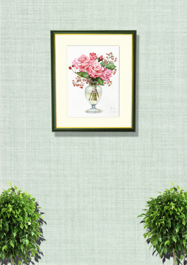 マリー・パラ　花ざかりの中庭　水彩画 購入価格¥339,900 輝い マリー・パラ 花ざかりの中庭 購入価格¥339,900 水彩画