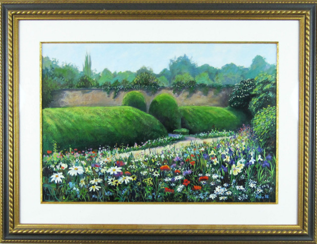 【美術品】アンドリュー・プライスの絵画 ヨーロッパ風景画・アンドリュープライス・「フラワーボーダー