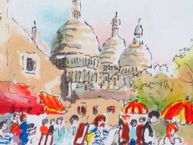 送料無料】フランス風景画・ウシエ「パリ」リトグラフ