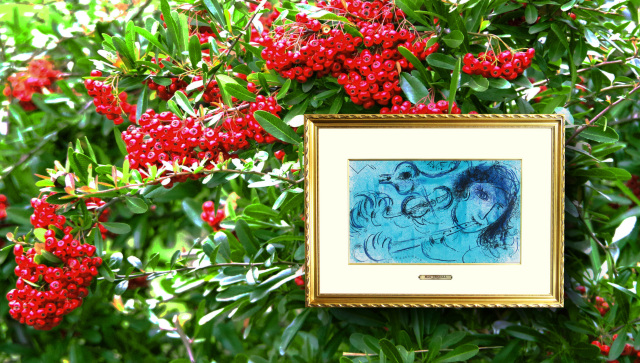 シャガールの絵画・1957年「フルートを吹く人」リトグラフ