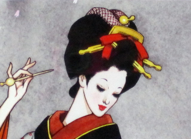 中原淳一 「惜春」 昭和46年 ジクリー 額寸・594×640mm