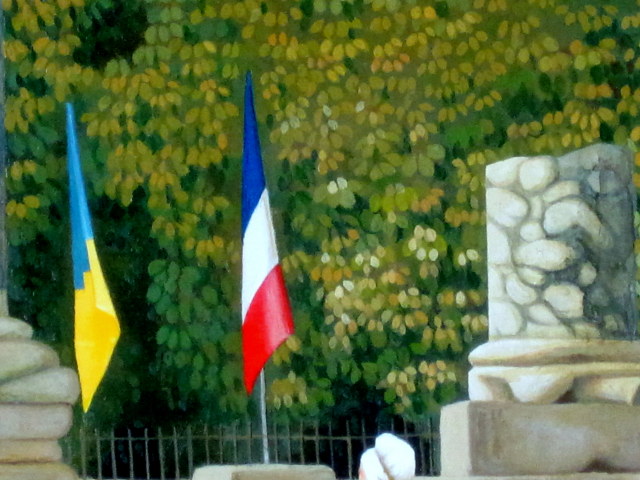 志村好子「アルルの祭り」油彩・F10・額寸675×750mm【送料無料