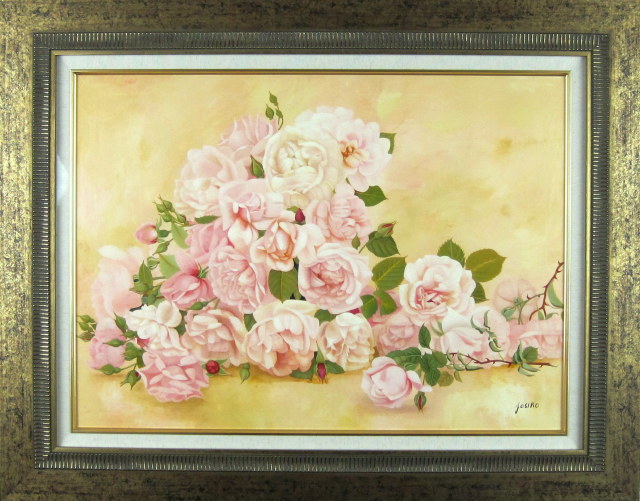 油絵 油彩 油彩画 絵 釣り上げ 絵画【薔薇のお茶会】