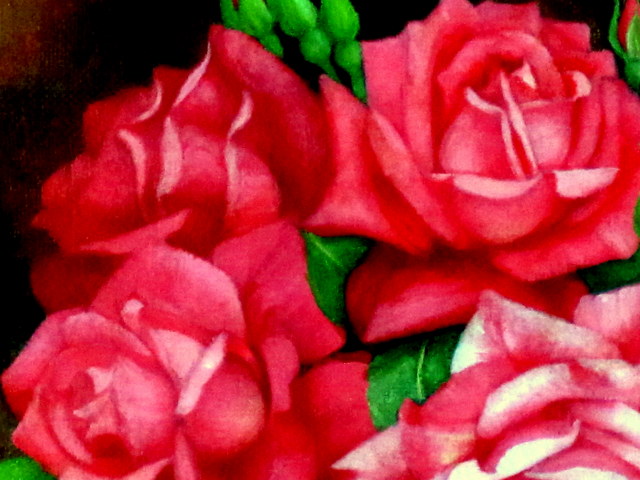 花の絵・志村好子「薔薇」油彩・F3 ・499×440mm