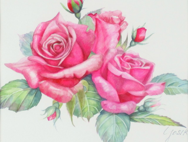 赤薔薇　水彩画　原画 壺の赤い薔薇 水彩画原画 絵画 yko 通販 7777358｜Creema(クリーマ)