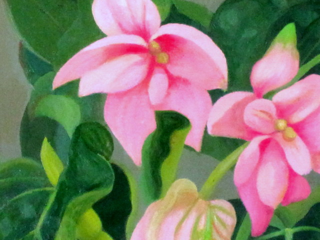 花の絵画「メディニラ・マグニフィカ」志村好子・油彩・F30