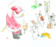 雨田 光弘　絵画　水彩画　美術品　原画 インテリア　猫の絵　絵本　童話　ア-ト 雨田 光弘 絵画 水彩画 美術品 原画 インテリア 猫の絵 絵本