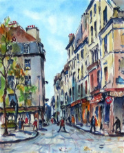 送料無料】フランス風景画・ウシエ「パリ」リトグラフ
