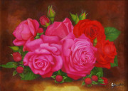 油絵　薔薇　F3 S 北原忍『薔薇』絵画 油彩 F3号 額装 - メルカリ