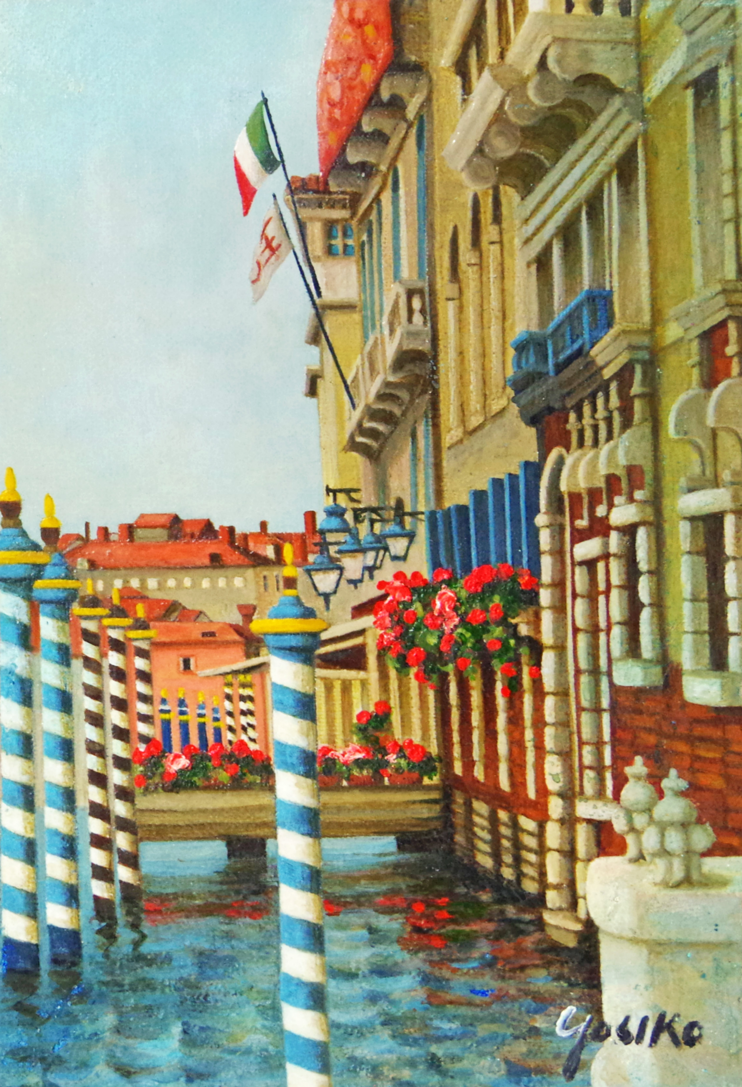 志村好子・「イタリア風景画「ＶＥＮＥＺＩＡ」油彩・ＳＭ・額寸410×341mm