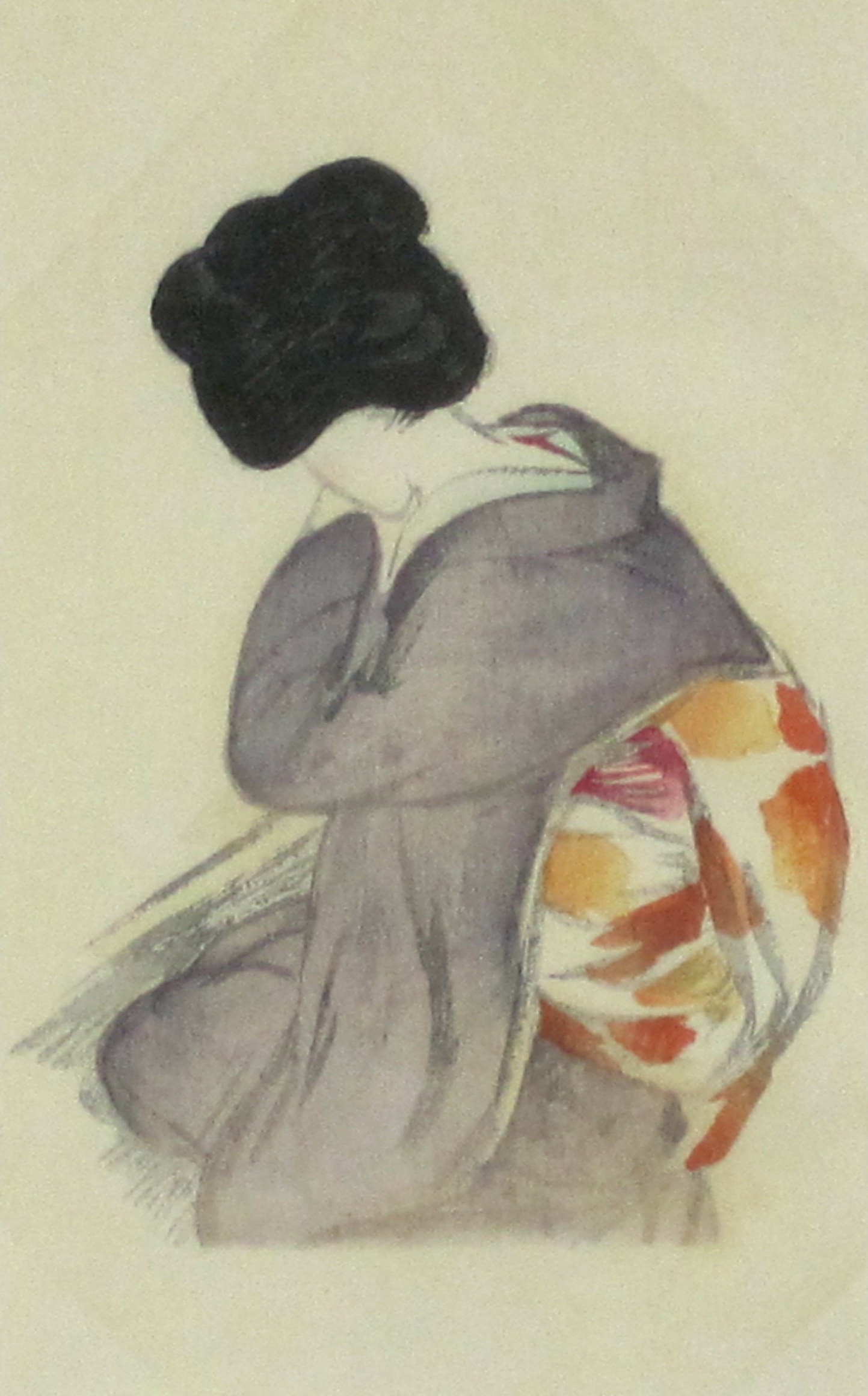 竹久夢二  「うしろすがた」  木版画  「露地のほそみち」  大正１５年より  外寸・312×372mm