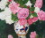 花の絵・志村好子「薔薇」（ピンクと白）油彩　Ｆ１　外寸750×675mm