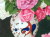 花の絵・志村好子「薔薇」（ピンクと白）油彩　Ｆ１　外寸750×675mm
