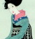 竹久夢二 「姐さん」 木版画　大正９年 「三味線草」より  外寸・330×400mm