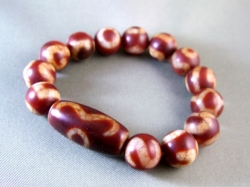 二眼大鵬鳥天珠ブレスレット 老鉱（老礦）龍紋組み合わせ 2B-LR-1 天珠