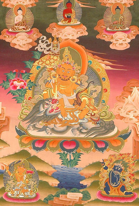 送料無料◇毘沙門天（ヴァイシュラヴァナ）タンカ／チベット