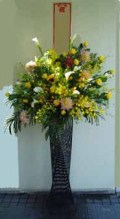 豪華生花をお祝いに！黒スタンド（1段）-21小田原より藤沢まで取扱い