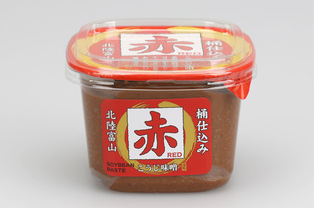 コクのある赤系の米みそ、桶仕込みそ（赤）500g【山元醸造/1332】