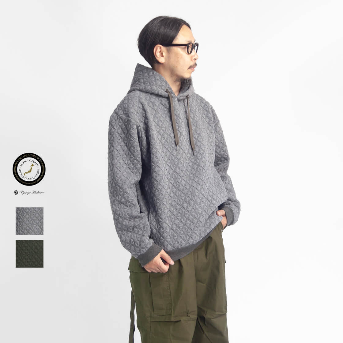Upscape Audience ストレッチクロスキルティング プルオーバーパーカー 日本製 メンズ