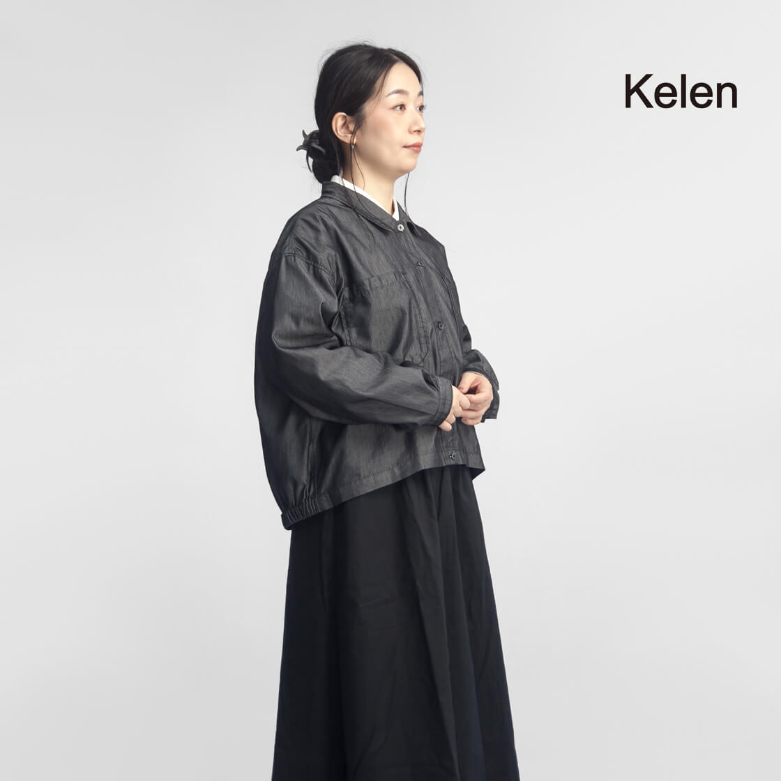 KELEN ケレン BETY ライトデニム シャツ 接触冷感 レギュラーカラー セットアップ対応 レディース