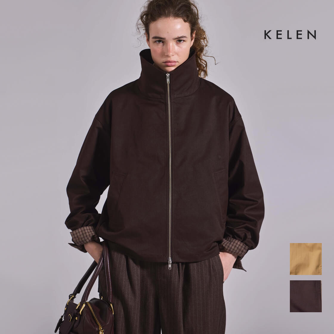 KELEN ケレン CELL スタンドカラー ダブルジップ ブルゾン ハイネック レディース